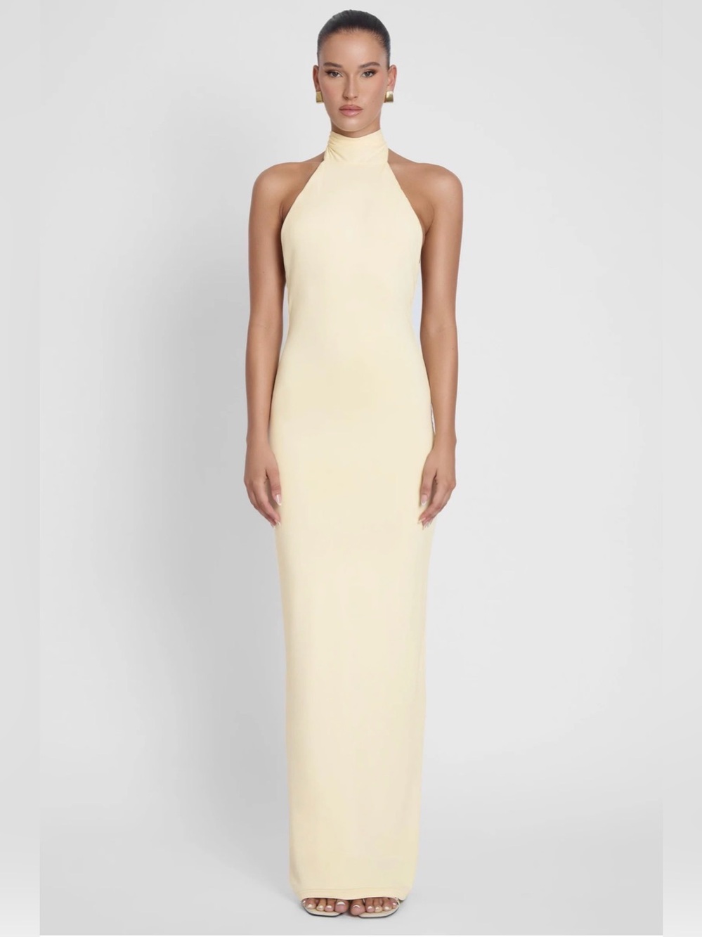 LEAU Alaia Drape Maxi Dress in yellow